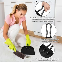 Dust Pan and Brush Set-Handheld Dustpan brush 11.8*14.3 Inch, Black