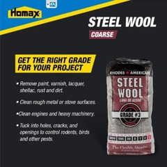 Homax Rhodes American Steel Wool Medium Coarse Grade #3 – 12 Pad