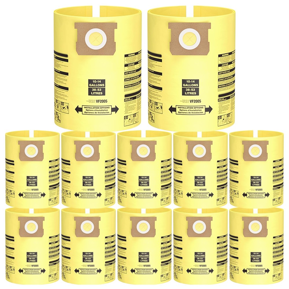 10PCS 10-14 Gallon Vacuum Bags for Shop Vac (10Pcs), yellow