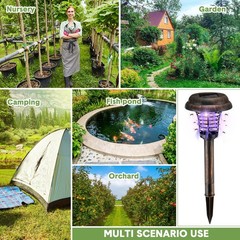 Qualirey 4 Pcs Solar Bug Zapper Waterproof Outdoor Mosquito Zapper Killer And