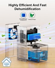 Dehumidifier for Home, 95 OZ Water Tank, (1000 sq.ft) Dehumidifiers for Bathr…