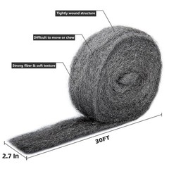 30ft Steel Wool Fill Fabric Coarse Wire Hardware Cloth DIY Kit for Wall Garage