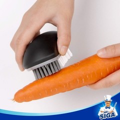 MR.SIGA 2 Pack Black Veggie and Fruit Scrubber Brush with Non Slip Comfort Grip