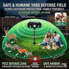 2026 4Pack Sonic Fortress Pro Deer Repellent Outdoor Solar Ultrasonic black