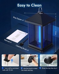 REOGLE Bug Zapper Indoor & Outdoor with Auto Smart Light Sensor, 4000V Black