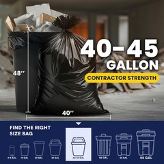 Plasticplace Contractor Trash Bags 40-45 Gallon 3.0 Mil Black Heavy Duty