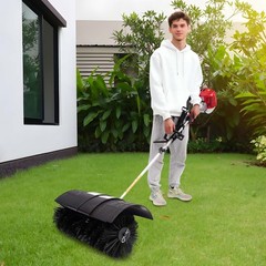 52cc Gas Power Nylon Brush Broom Sweeper Artificial Grass Driveway Snow Clean