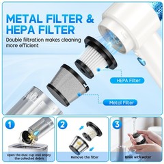 Jonyj Car Vacuum Cleaner 16000Pa Hand Held Vacuum Portable Cordless 2 In 1 Air