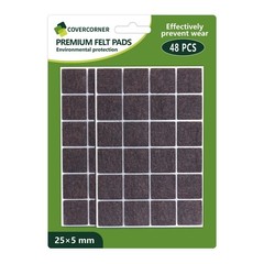 COVERCORNER Felt Furniture Pads 48PCS 1 inch Square Dark Brown, Brown