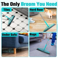 Petme Tender Magic Broom Squeegee Dog Pet Hair 45 inches, Silver Blue
