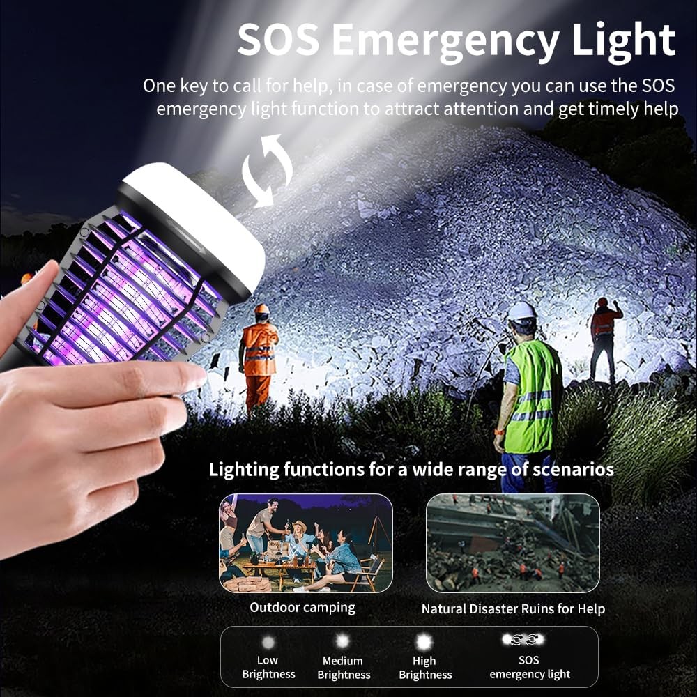 2025 3-in-1 Mosquito Zapper – Rechargeable, Portable, Home/Camping Site