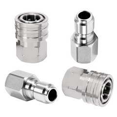M MINGLE Ball Valve Pressure Washer Adapter, 2 Sets 3/8 Inch 1.6 Inch, Silver