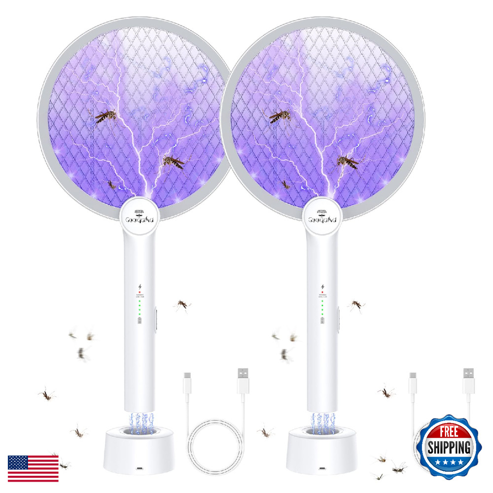 Gooqand Bug Zapper Racket 2 In 1 Mode Electric Fly Swatter Usb Rechargeable