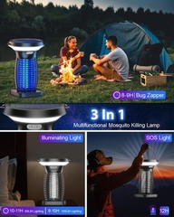 Zechuan Solar Bug Zapper Outdoor Waterproof Portable Rechargeable Bug Zapper