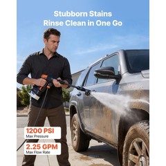 Cordless Pressure Washer, 1200PSI, Brushless Motor, 6 – in – 1 Nozzle, 4 Speeds