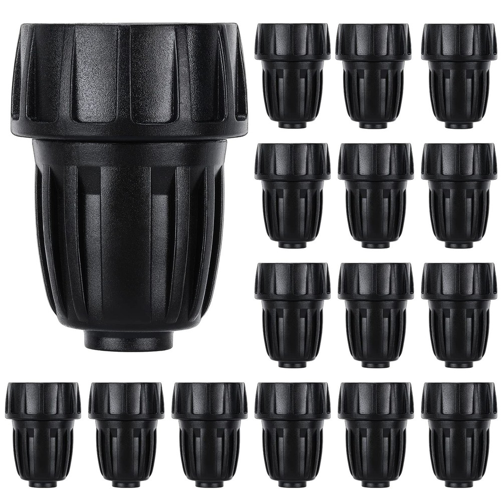 15 Pack 1/2 Inch Drip Irrigation Tubing Faucet Adapter, 3/4″ inch, Black
