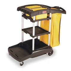 Rubbermaid Commercial Fg9t7200bla Janitor Cart, Black, Plastic/Aluminium