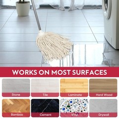 Matthew Cleaning Cotton Mop for 1 Full & 1 Refill Heads (8oz), White