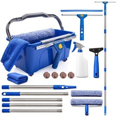 Window Cleaning Kit with Extension Pole,Professional Washing 79″, Blue