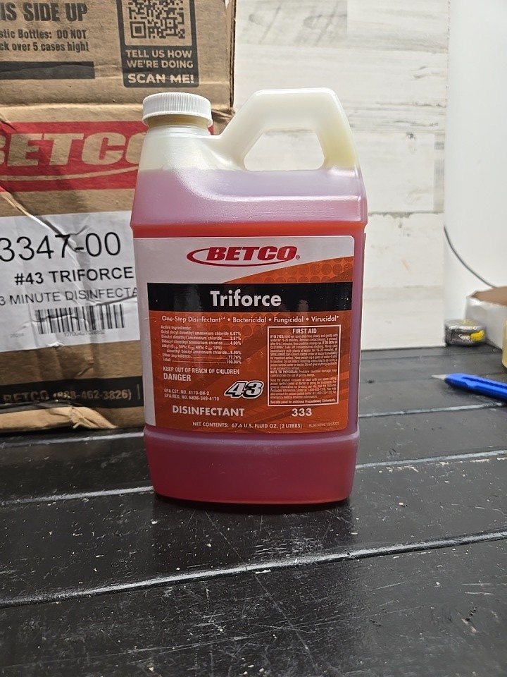 Betco Triforce 333 Commercial One Step Disinfectant 2 Liters Jugs Case of 4