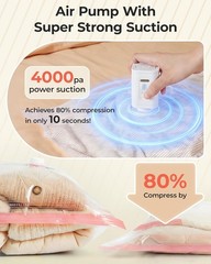 Vacuum Bags for Travel with Rechargeable Air Pump, Portable Space Saver Bags for