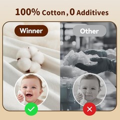 100% Cotton Dry Wipes, USDA Certified Baby Wipes, Soft & Gentle, Hypoallergen…