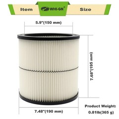 1 Pack 17884 Vacuum Cartridge Filter Replacement 1 Pack+1 Foam Sleeve