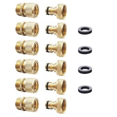Garden Hose Quick Connector Water Qucik Connect 6 Sets, Brass