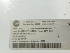 Ion Sytems 5810i 91-5810I-8C-32-PX Critical Environment Blower Fast Shipping!!!