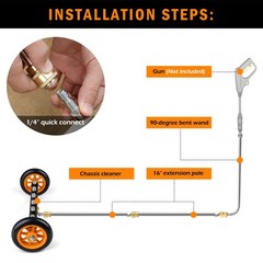 Undercarriage Pressure Washer Attachment, Siebwin 16″ 16 Inch, Orange