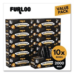 Furloo FLO210 8″ x 13″ Dog Waste Station Refill Bags – Black (2000/CT) New