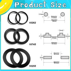 Sweetude 18 Pieces 25076RP O Ring Rubber Washer for 1 1/2 Inch Fittings black