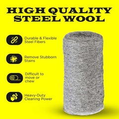Steel Wool Grade 0000 – 24 pcs Finest Grade for Furniture Cleaning, Mice Control