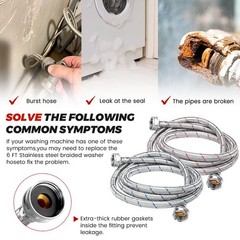 6Ft Stainless Steel Washing Machine Hose by Puxyblue for All 6ft, Silver