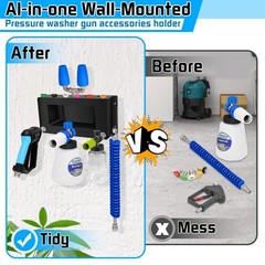 Boltigen Wall Mounted Pressure Washer Gun Holder, Foam Cannon Organize Black