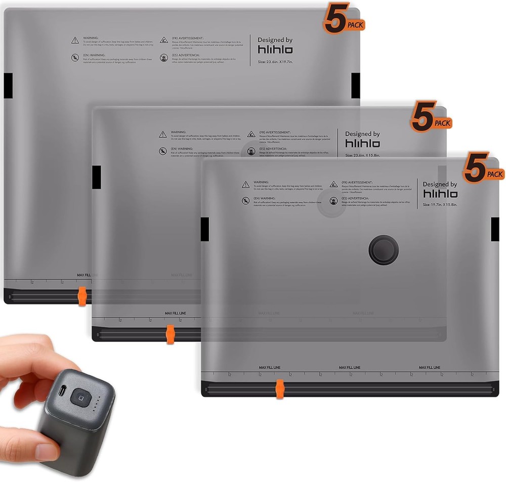 Rechargeable Wireless Pump Travel Vacuum Storage Bags, 15 Pack Portable Seal
