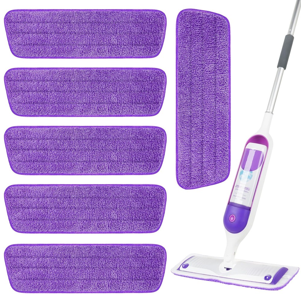 6 Pack Reusable Microfiber Mop Pads for Swiffer 10-12 inches, Purple 6