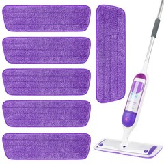 6 Pack Reusable Microfiber Mop Pads for Swiffer 10-12 inches, Purple 6