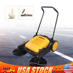 41″ Hand Push Sweeper Pavement Street Sweeping Tool Walk-behind Outdoor Cleaner