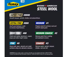 2 PACK Homax Medium Grade #1 Steel Wool (12-Pad)