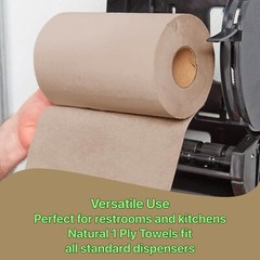 Paper Hand Towel 6 Rolls Natural Brown 8 inch 350 ft 1 Ply Hardwound Dispensers