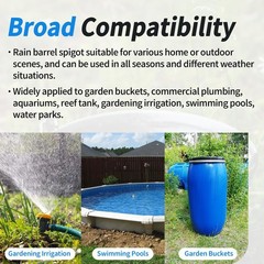 Rain Barrel Spigot Kit with PVC Bulkhead Fitting Adapter, 3/4″ 3/4 inch, Gray