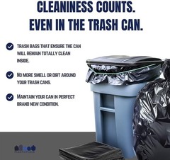 Plasticplace 64-65 Gallon Black Trash Bags, 1.5 Mil, 50â x 60â, 25 Count