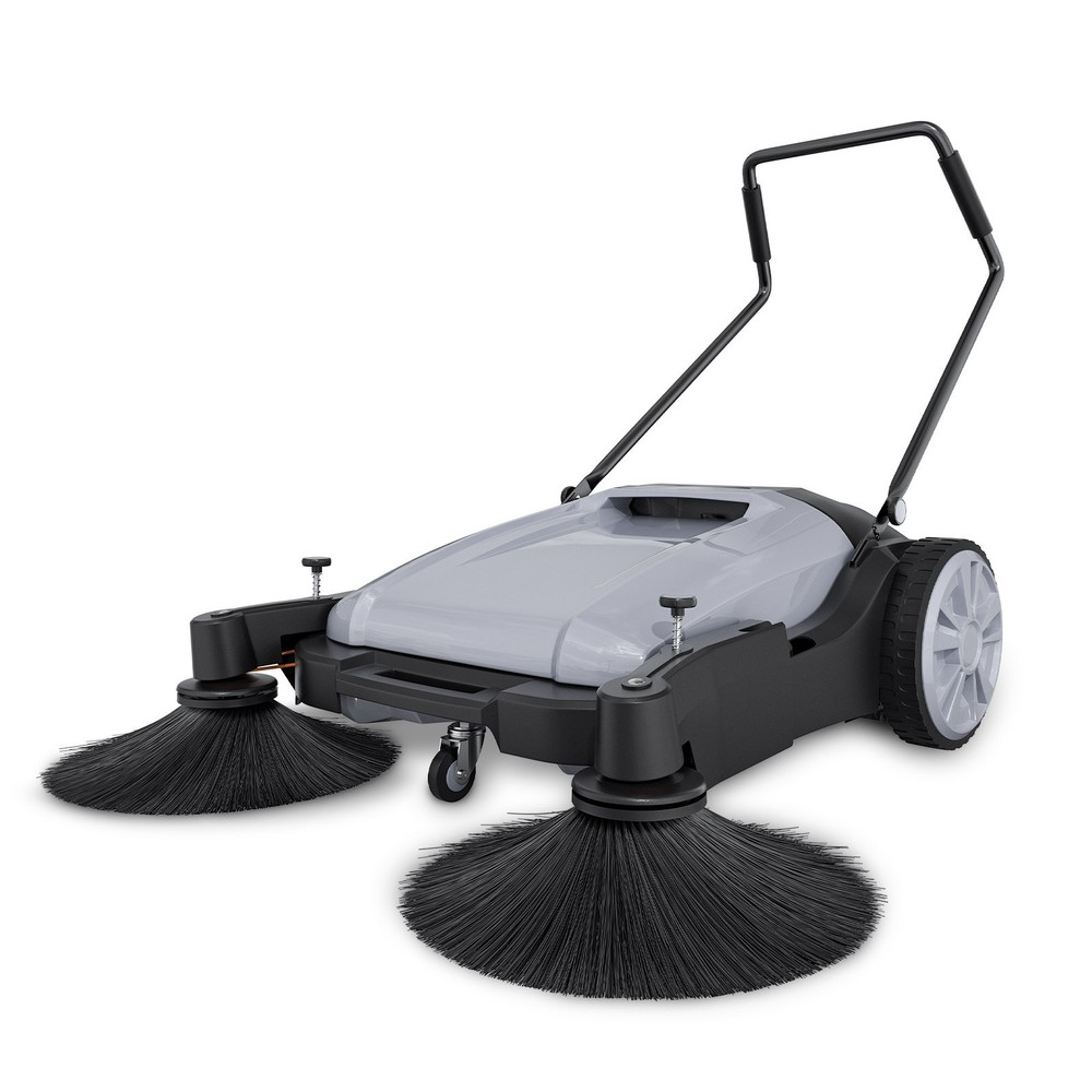 42″ Hand Push Floor Sweeper Walk-Behind Cleaner 15 Gallon Waste Container Gray