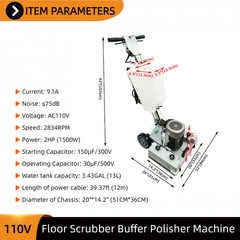 Hard Floor Cleaning Scrubber for Marble Polishing Carpet & Tile Washing 110V