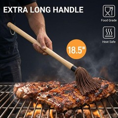 7 Pack Cast Iron Sauce Pot and BBQ Mop Brush Set, 13.5 OZ Small Basting Pot &