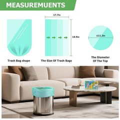 3 Gallon Trash Bag Bathroom Green-Unscented – Small Kitchen Mini Garbage Bags…