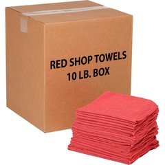 Global Industrial 10 Lb.Box 100% Cotton Shop Towels Red