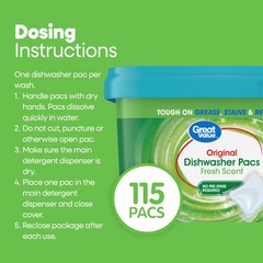 Original Dishwasher Pacs, Fresh Scent, 115 Count