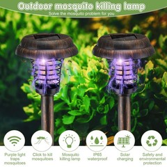 Qualirey 4 Pcs Solar Bug Zapper Waterproof Outdoor Mosquito Zapper Killer And